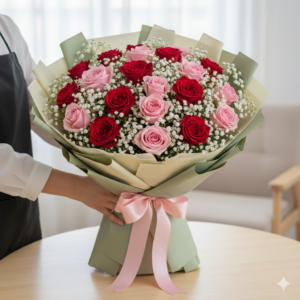 Small Pakistani Rose Bouquet Red and Pink