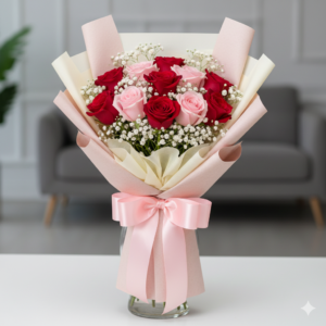 "Sweet Birthday Sparkle" Red & Pink Rose Bouquet