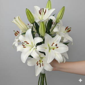 6 White Lily Bunch for Sympathy and Condolence Pakistan