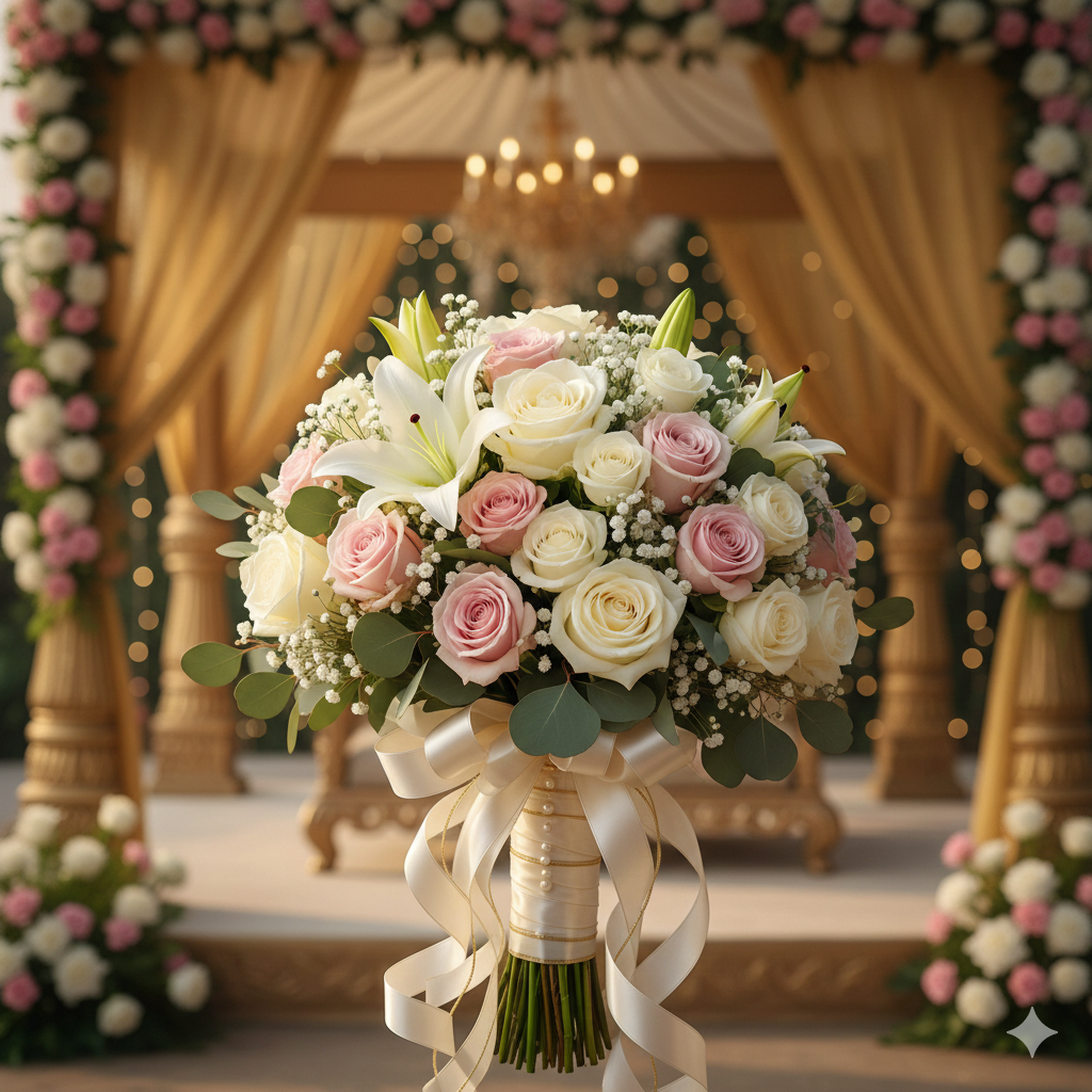 Premium Bridal Rose and Lily Bouquet for Wedding Pakistan