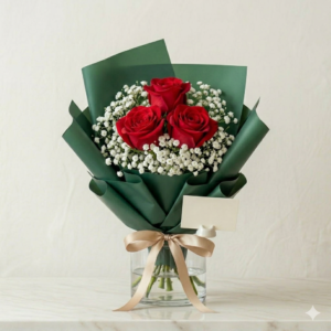 Red and Pink Rose Vase Arrangement for Welcome Pakistan