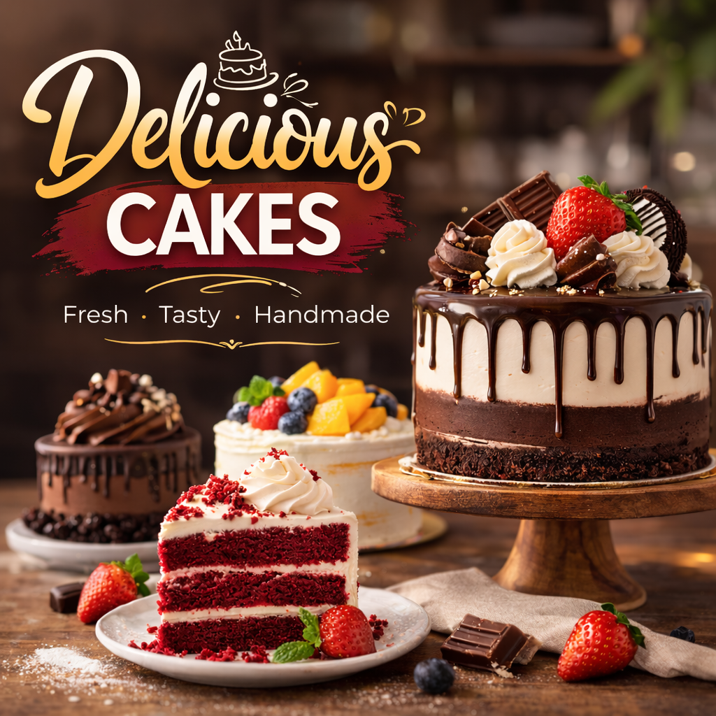 A delicious variety of fresh celebration cakes from Gull Flowers for birthday, anniversary, and party delivery.