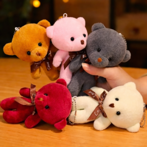 Colorful Mini Teddy Bear Keychains with Love Ribbon - Gull Flowers Karachi