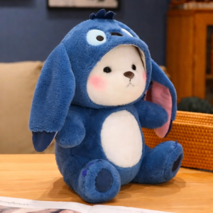 Cute Bunny Plush Toy in Blue Stitch Costume Hoodie - Gull Flowers Karachi