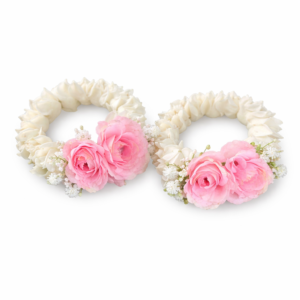 Handmade Pink Rose and White Gypsophila Jipso Flower Gajray for Wedding - Gull Flowers Karachi
