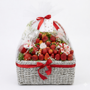 Fresh Strawberry Gift Basket with Roses Gull Flowers Somalia